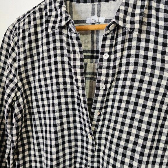 NWOT J JILL CHECKERED/ PLAID HALF BUTTONED SOFT COTTON LONGSLEEVES TOP SMALL - Picture 3 of 15